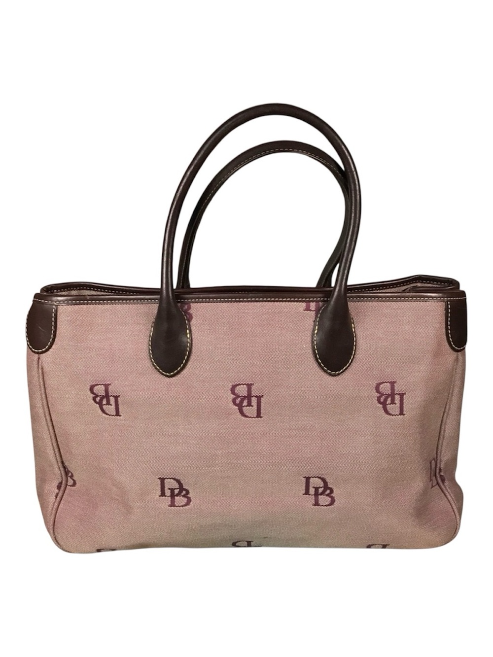 Dooney and Bourke Pink Canvas Tote Bag with Leather Trim
